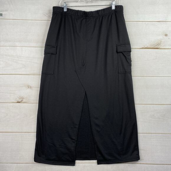 No Boundaries Skirt Sz XL 16/18 Black Pull On Front Slit Fleece Cargo Pockets - Picture 1 of 8